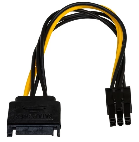 Akyga Sata (kištukas) - Pci-e 6 Kontaktų (lizdas) Maitinimo Kabelis 0,15 M. Ak-ca-30
