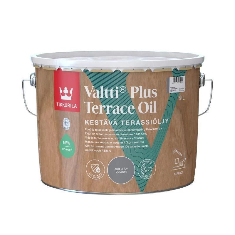 Aliejus medienai TIKKURILA Valtti Plus Terrace Oil, 9l pilka sp.