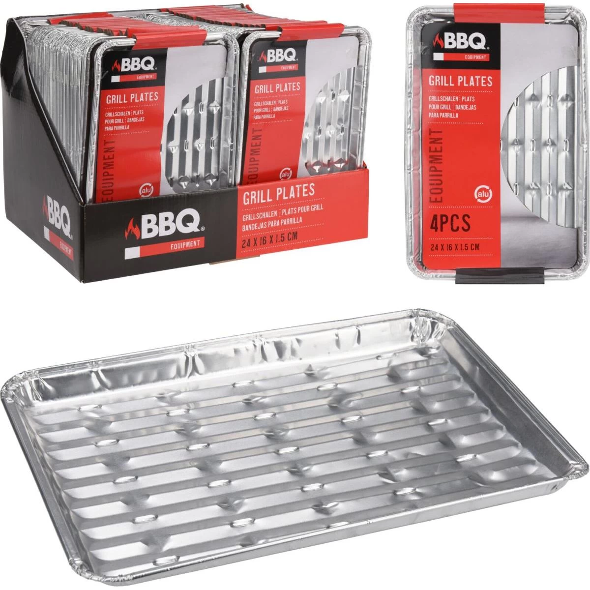Aliuminio Grill Tabs 24x16cm 4 Paketai