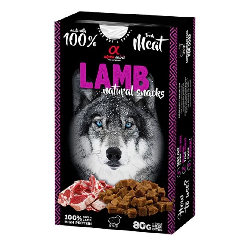 ALPHA SPIRIT NATURAL DOG skanėstai šunims su ėriena 80g (6), ALPHD110000245