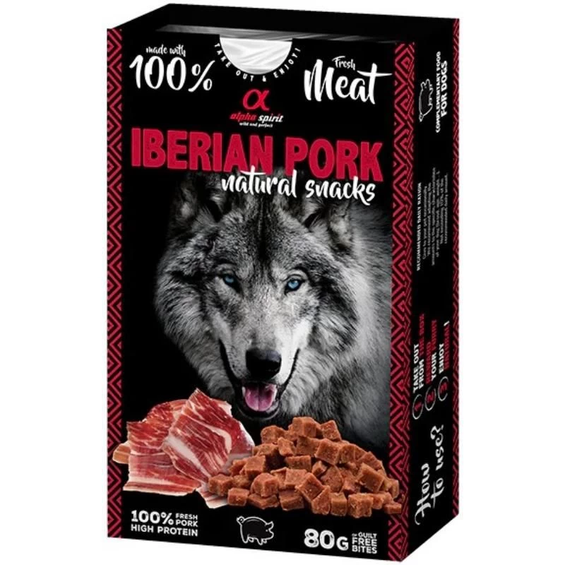 ALPHA SPIRIT NATURAL DOG skanėstai šunims su kiauliena 80g, ALPHD110000845