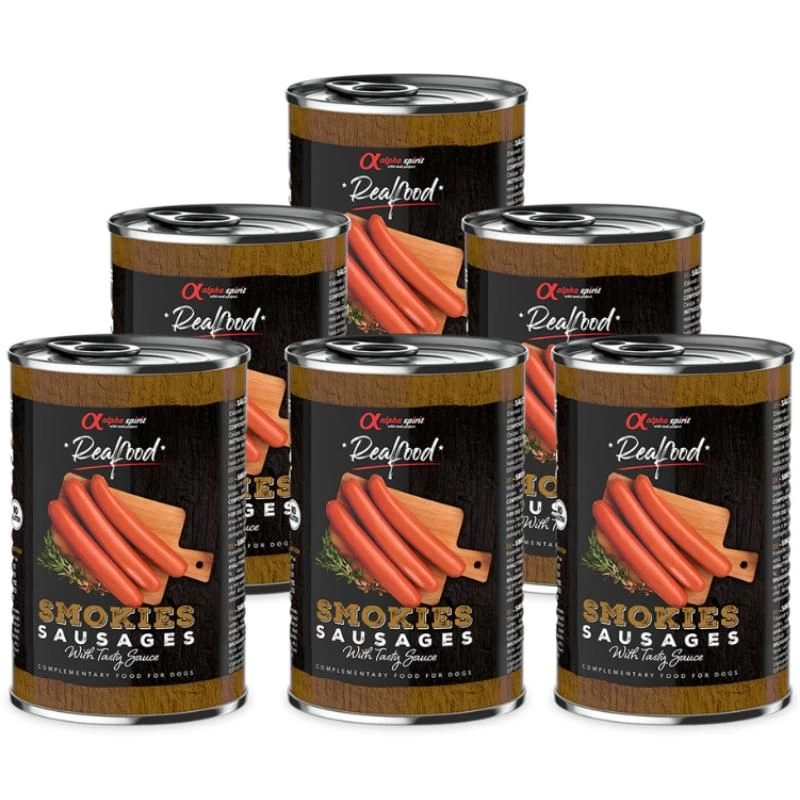 ALPHA SPIRIT Realfood dūmo kvapo dešrelės 400g 6vnt, ALPHD060620012