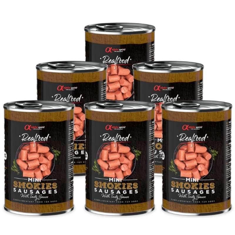 ALPHA SPIRIT Realfood dūmo kvapo pjaustytos dešrelės 400g 6vnt, ALPHD060620051