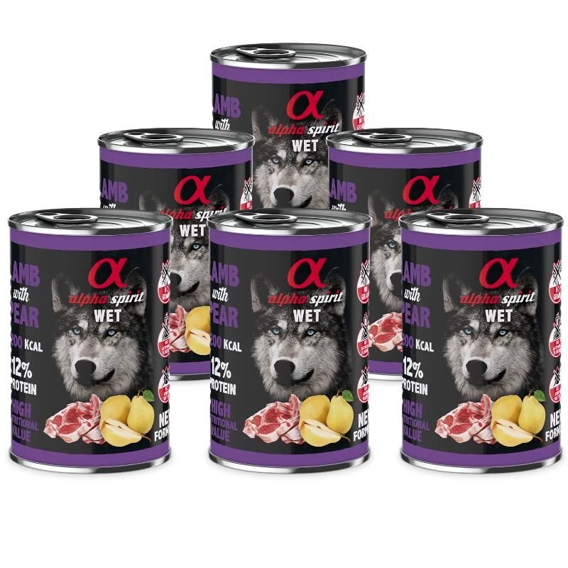 ALPHA SPIRIT WET konservas su ėriena ir kriaušėmis 400g 6vnt, A4000511