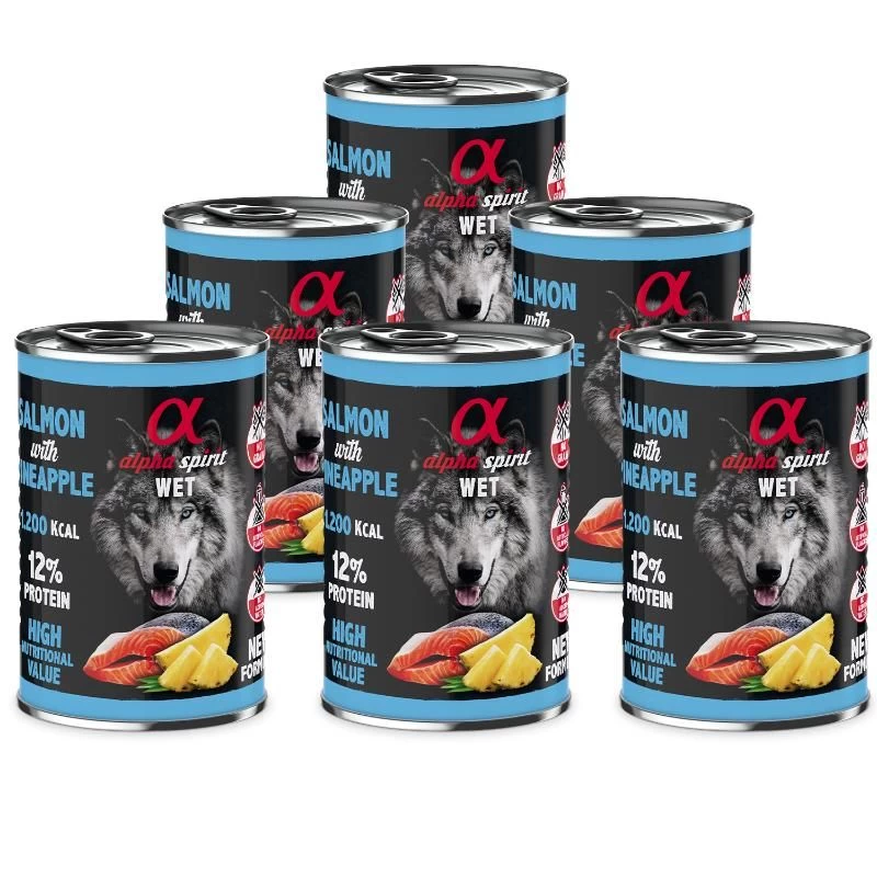 ALPHA SPIRIT WET konservas su lašiša ir ananasais 400g 6vnt, A4000541