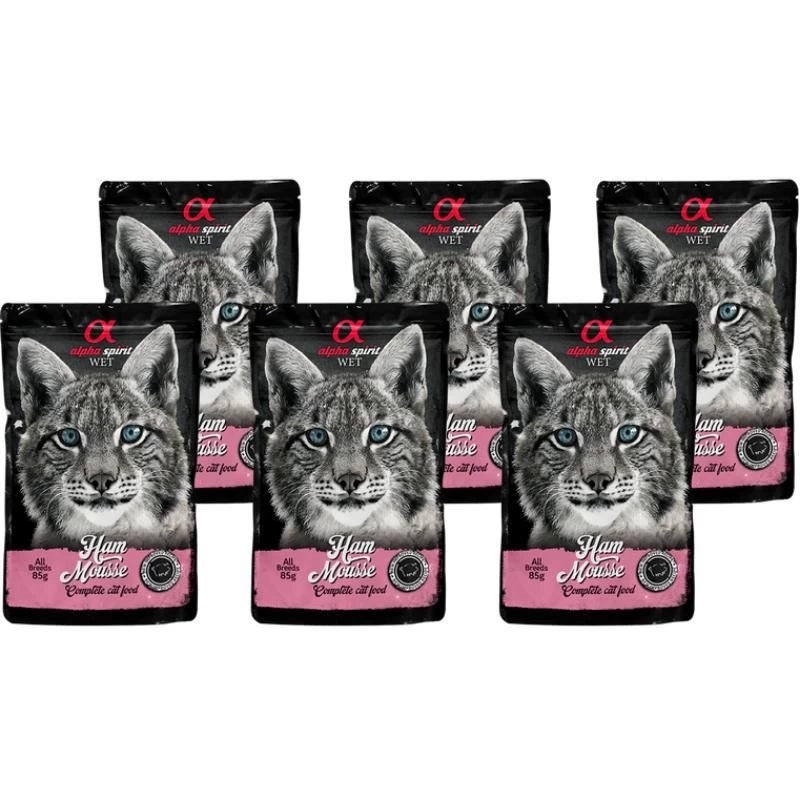 ALPHA SPIRIT WET putėsiai katėms su kumpiu 85g 6vnt, ALPHG050000808