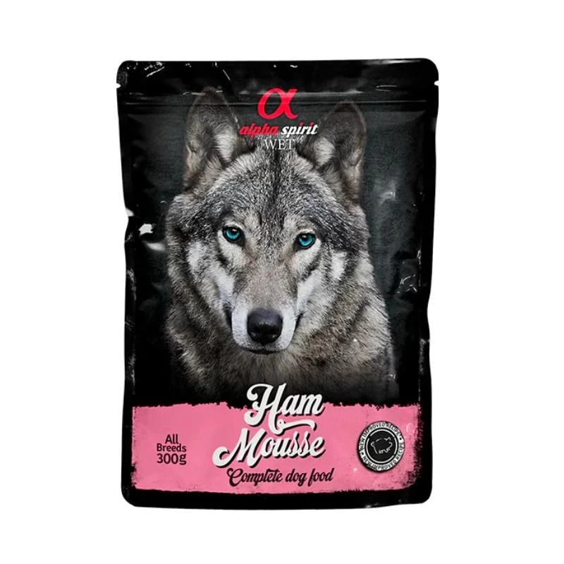 ALPHA SPIRIT WET putėsiai šunims su kumpiu 300g 6vnt (12)