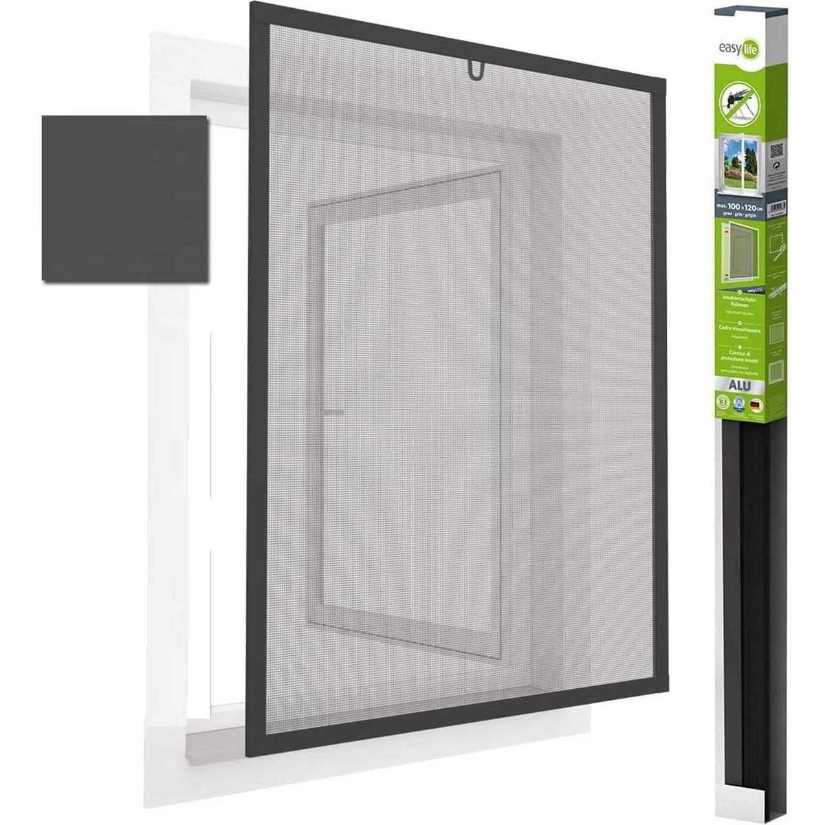 Alu Langų Tinklelis Nuo Uodų 100x120 Antracito Spalvos