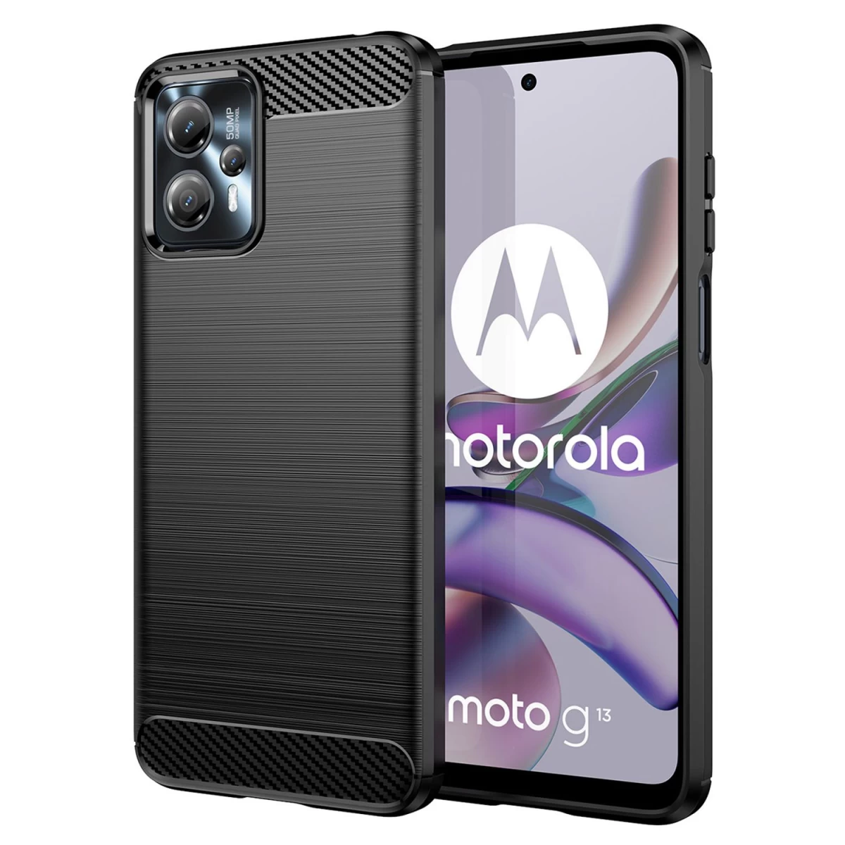 Anglinis Dėklas Motorola Moto G13 Lankstus Silikoninis Anglinis Dėklas Juodas
