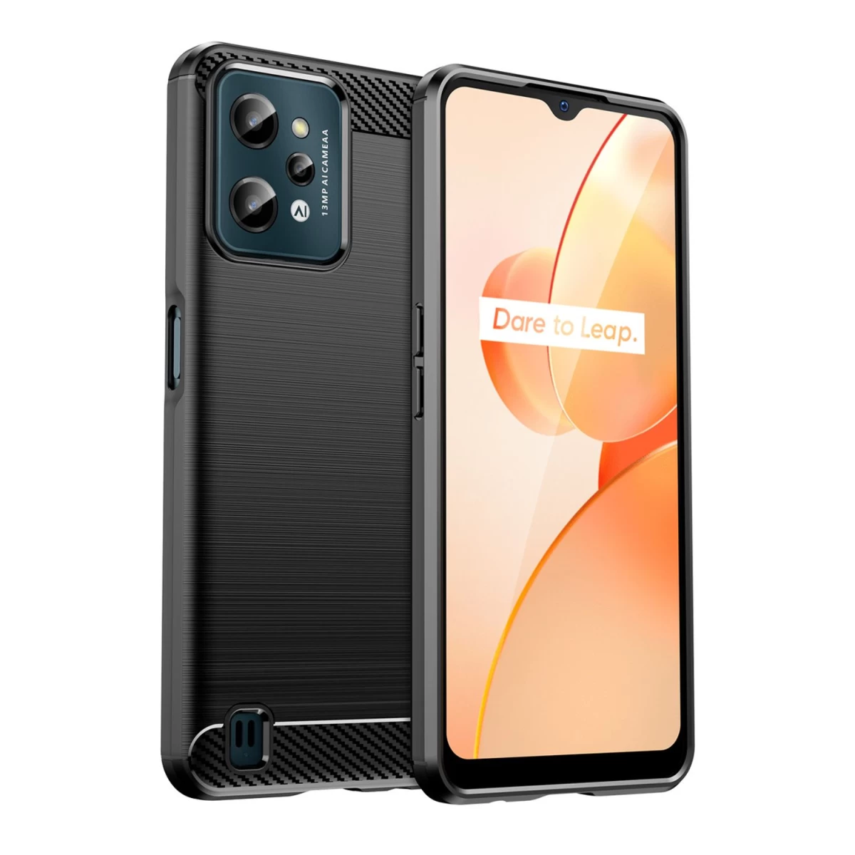 Anglinis Dėklas Realme C31 Lankstus Silikoninis Anglies Dėklas, Juodas