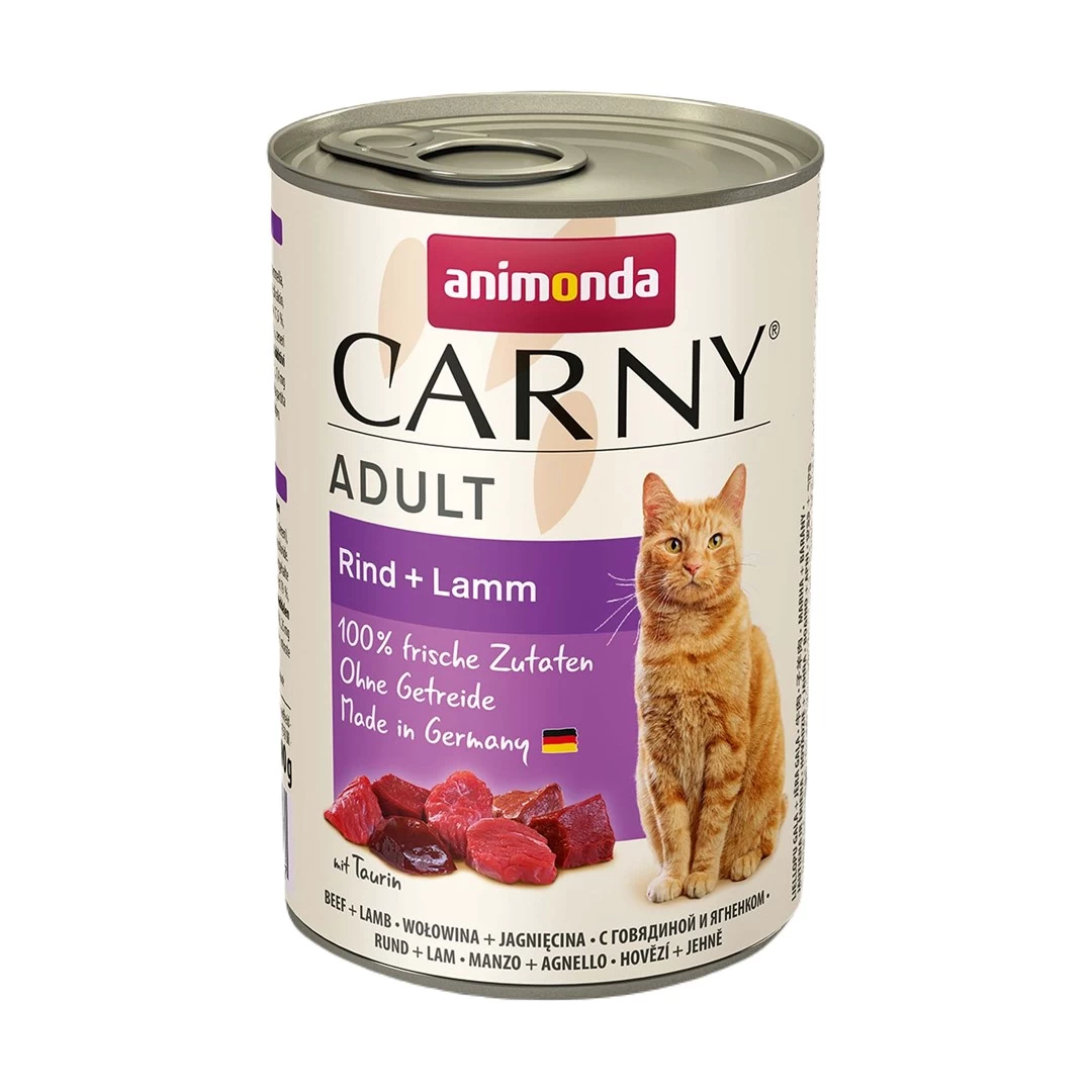 Animonda Carny Adult visavertis šlapias pašaras suaugusioms katėms, jautiena ir ėriena, konservai, 400g