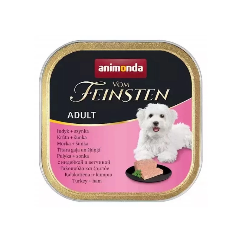 Animonda Vom Feinsten Adult visavertis šlapias pašaras suaugusiems šunims, kalakutiena ir kumpis, paštetas, 150g