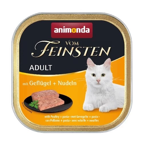 Animonda Vom Feinsten Adult visavertis šlapias pašaras suaugusioms katėms su paukštiena ir makaronais, paštetas, 100g