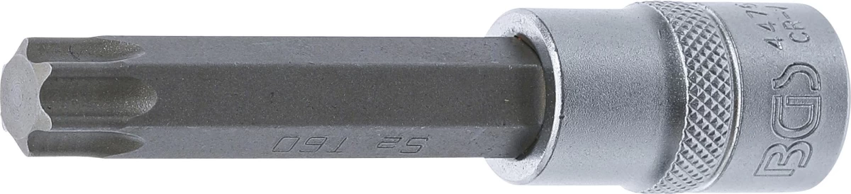Antgalis įpresuotas į galvutę | ilgis 100 mm | 12,5 mm (1/2) | T-star (Torx) T60  (4476)