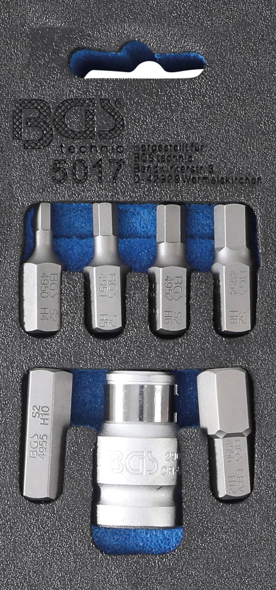 Antgalių komplektas | 10 mm (3/8) storio | hex šešiakampis | 7 vnt. (5017)