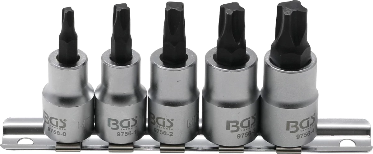 Antgalių rinkinys | 10 mm (3/8) | 4-kampų profilis (MTS-Mortorq) MTS0 - MTS04 | 5 pcs. (9756) Antgalių rinkinys | 10 mm (3/8) | 4-kampų profilis (MTS-Mortorq) MTS0 - MTS04 | 5 pcs. (9756)