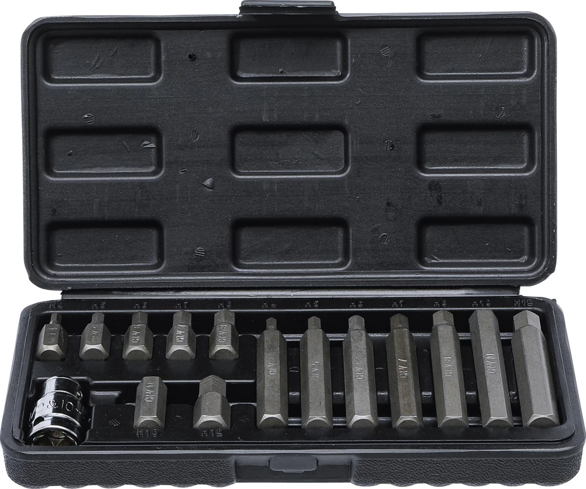 Antgalių rinkinys Hex šešiakampiai | trumpas / ilgas | 10 mm (3/8) storio | 15 vnt. (5070) Antgalių rinkinys Hex šešiakampiai | trumpas / ilgas | 10 mm (3/8) storio | 15 vnt. (5070)