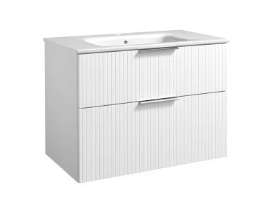 Apatinė spintelė su praustuvu G-Line, fasadai su grioveliais, balta matinė, chromuotos rankenėlės 101 cm, 25113712 Apatinė spintelė su praustuvu G-Line, fasadai su grioveliais, balta matinė, chromuotos rankenėlės 101 cm, 25113712