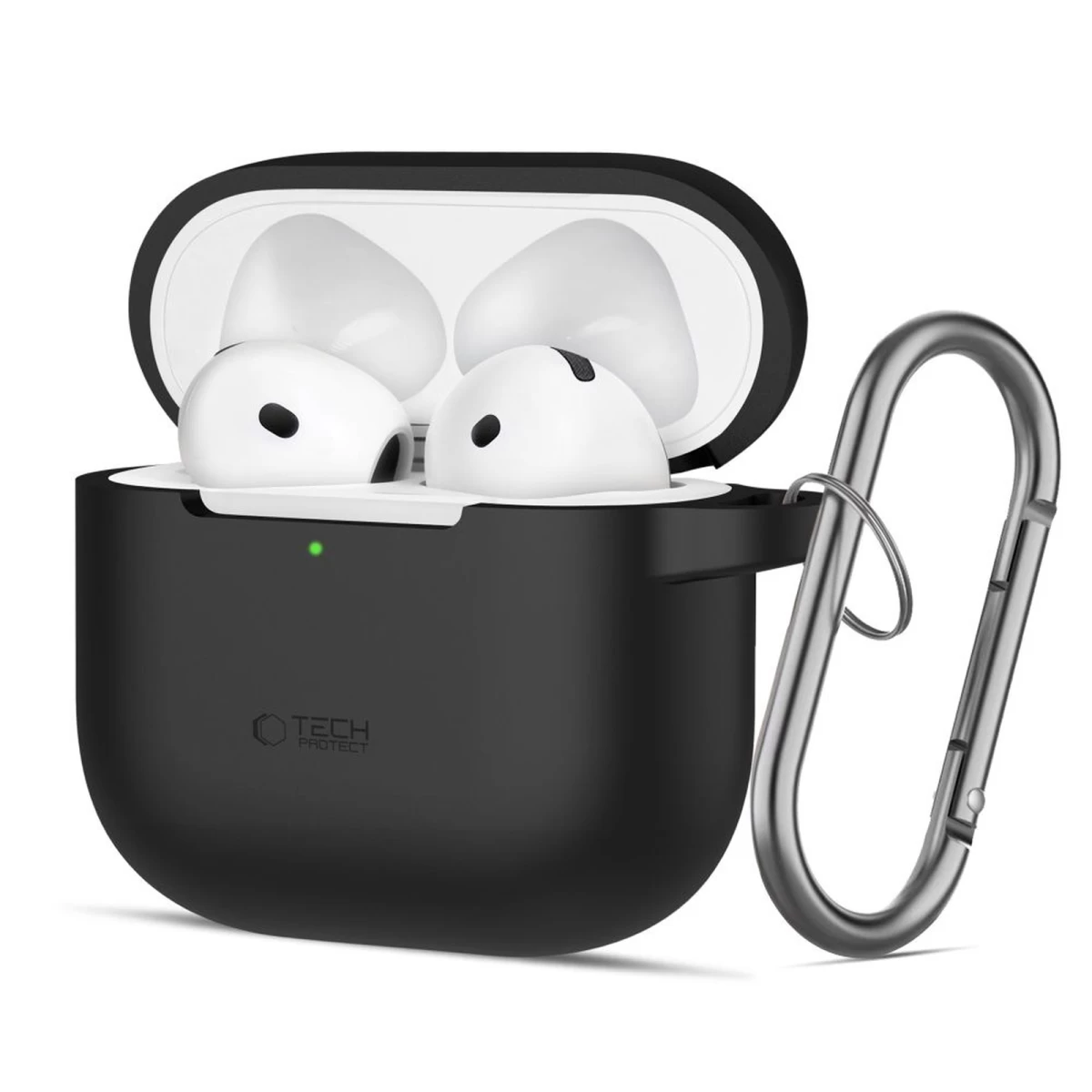 apple Airpods 4 Dėklas Su Silikoniniu Kabliuku - Juodas