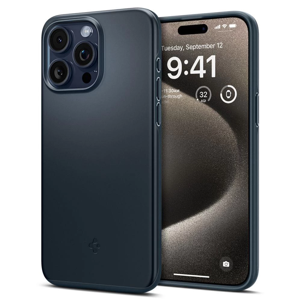 Apsauginis Dėklas Iphone 15 Pro Max Thin Fit Juodas Metalas