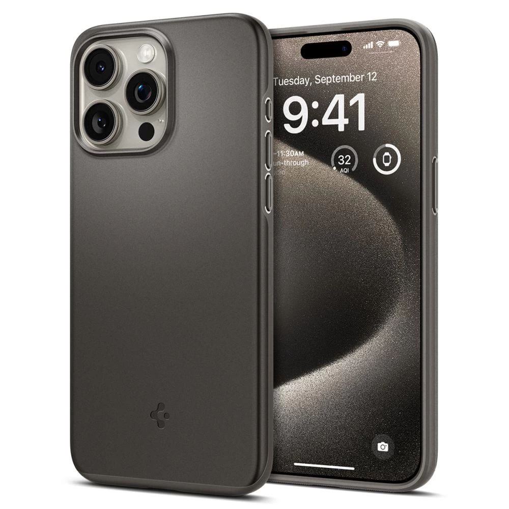 Apsauginis Dėklas Iphone 15 Pro Max Thin Fit Metallic Grey