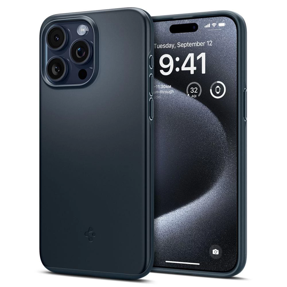 Apsauginis Dėklas iphone 15 Pro Thin Fit, Tamsiai Mėlynas