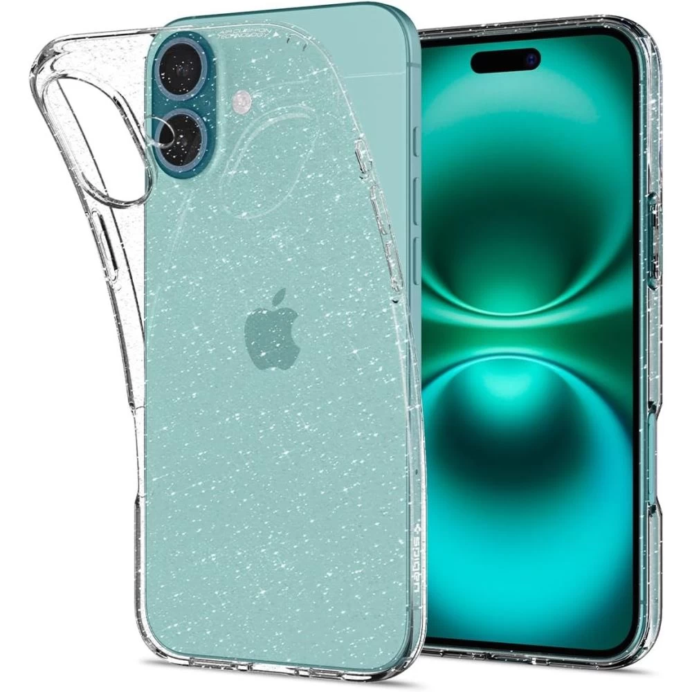 Apsauginis Dėklas iphone 16 Plus Liquid Crystal - Skaidrus Brokatas