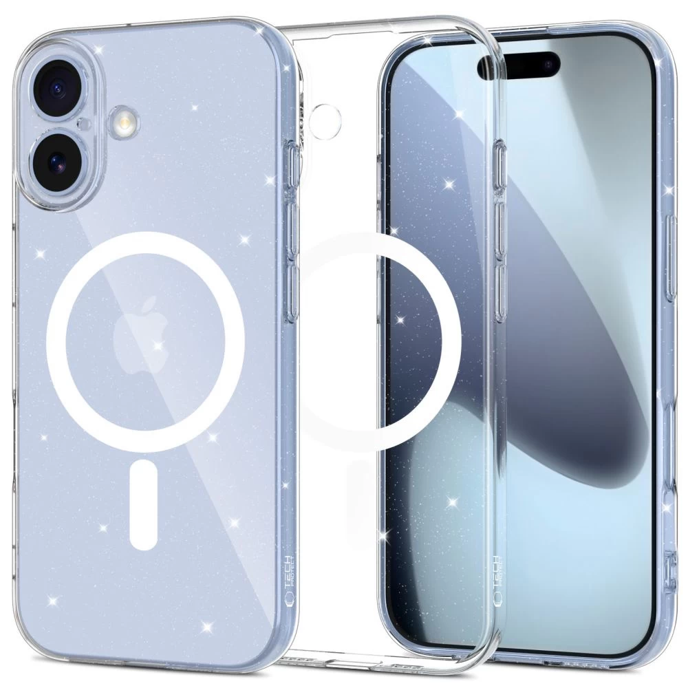 Apsauginis Dėklas iphone 17 Flexair Magsafe - Skaidrus Brokatas