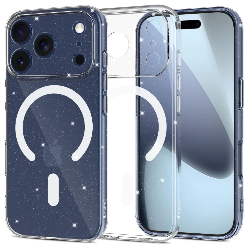 Apsauginis Dėklas iphone 17 Pro Max Flexair Magsafe - Skaidrus Brokatas