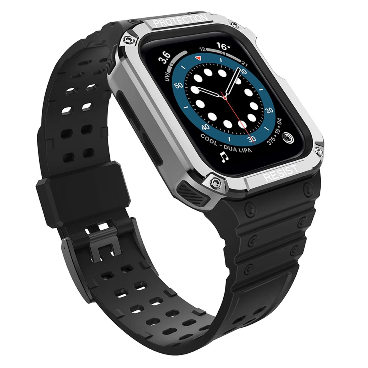 Apsauginis Dirželis Su Dėklu, Skirtas Apple Watch 7 / 6 / 5 / 4 / 3 / 2 / Se (41 / 40 / 38 Mm), šarvuotas Laikrodžio Dėklas, Juodas / Sidabrinis Apsauginis Dirželis Su Dėklu, Skirtas Apple Watch 7 / 6 / 5 / 4 / 3 / 2 / Se (41 / 40 / 38 Mm), šarvuotas Laikrodžio Dėklas, Juodas / Sidabrinis