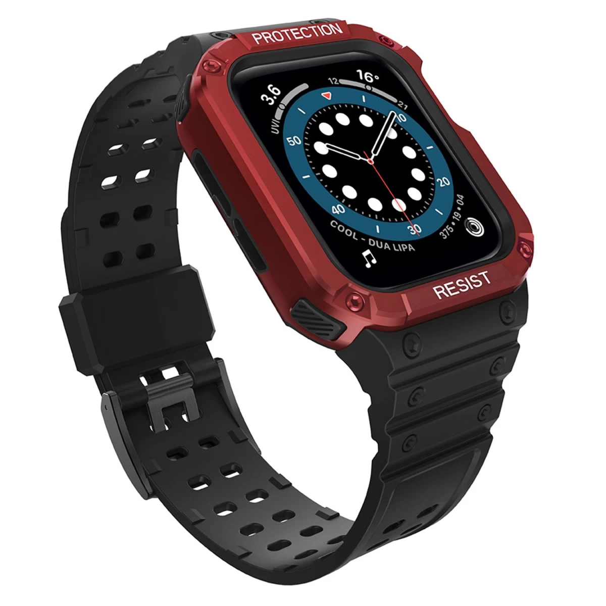 Apsauginis Dirželis Su Dėklu, Skirtas Apple Watch 7 / 6 / 5 / 4 / 3 / 2 / Se (45 / 44 / 42 Mm), šarvuotas Laikrodžio Dėklas, Juodas / Raudonas Apsauginis Dirželis Su Dėklu, Skirtas Apple Watch 7 / 6 / 5 / 4 / 3 / 2 / Se (45 / 44 / 42 Mm), šarvuotas Laikrodžio Dėklas, Juodas / Raudonas