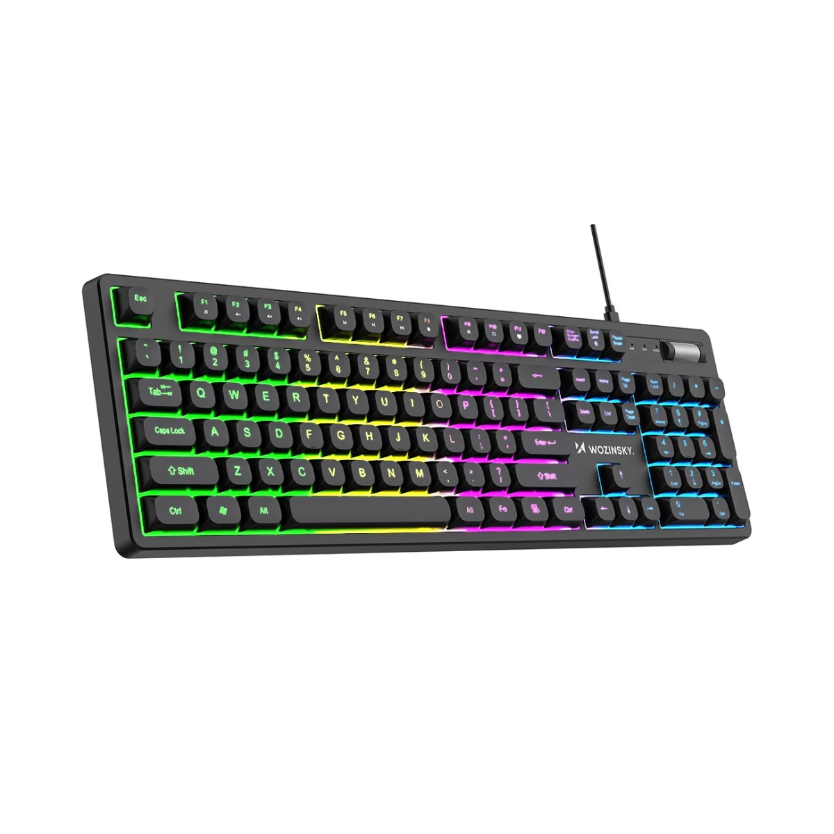 Apšviesta Membraninė Klaviatūra Su Rgb žaidimų Ratuku - Juoda