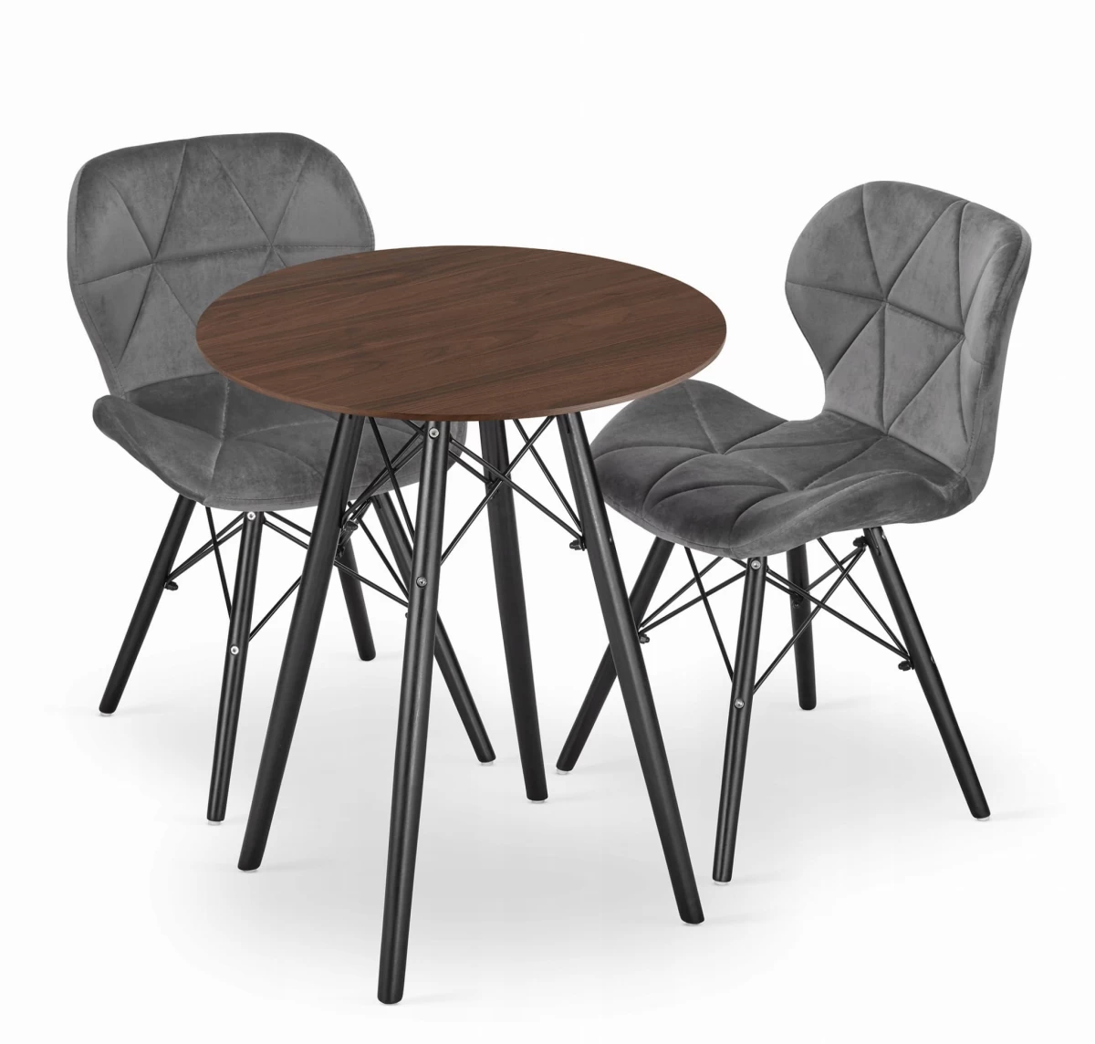 Apvalaus Stalo Komplektas Todi 60 Ash + 2 Kėdės Lago Pilka