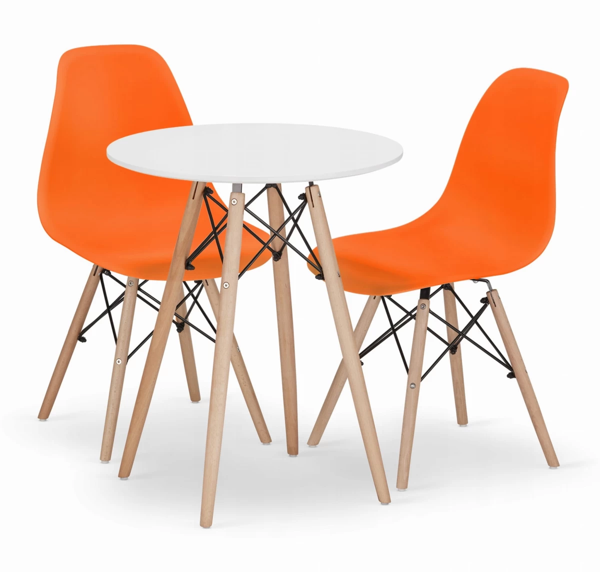 Apvalaus Stalo Komplektas Todi 60 Baltas + 2 Kėdės Osaka Oranžinis