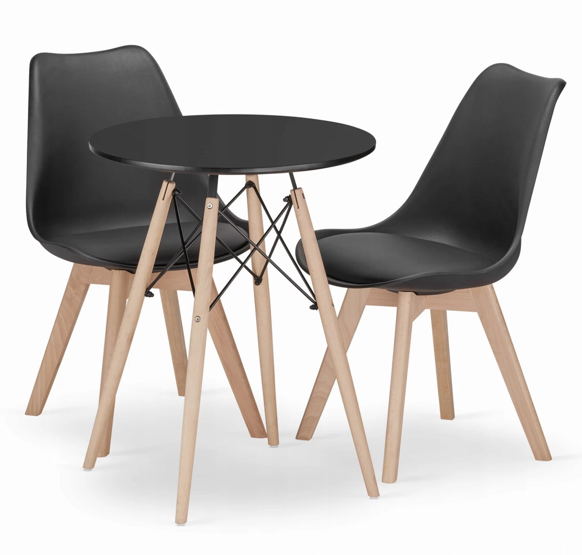 Apvalaus Stalo Komplektas Todi 60 Juodas + 2 Kėdės Mark Juodas