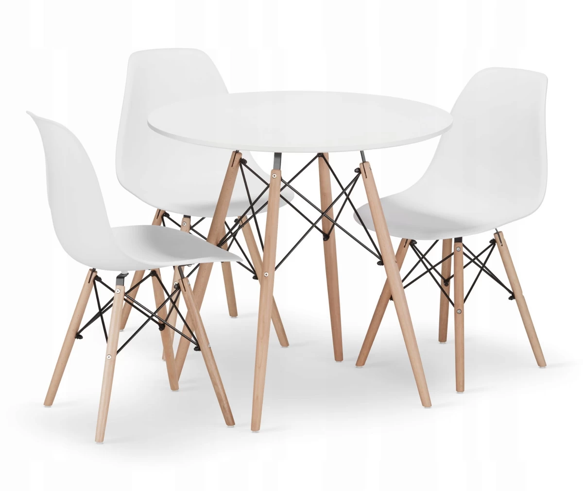 Apvalaus Stalo Komplektas Todi 80 Baltas + 3 Kėdės Osaka Baltas