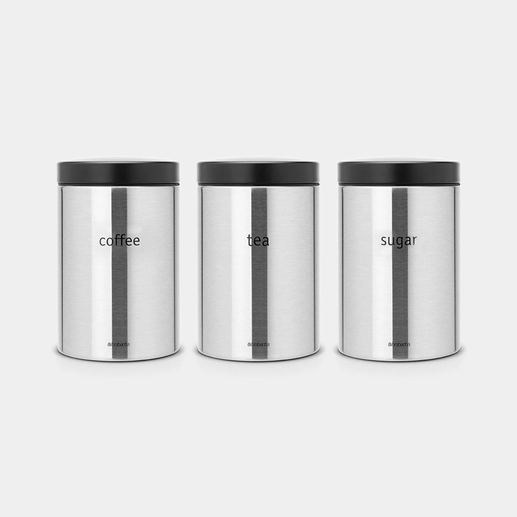 Apvalių indelių komplektas Brabantia, Matt Steel Fingerprint Proof, 3 vnt., 314926