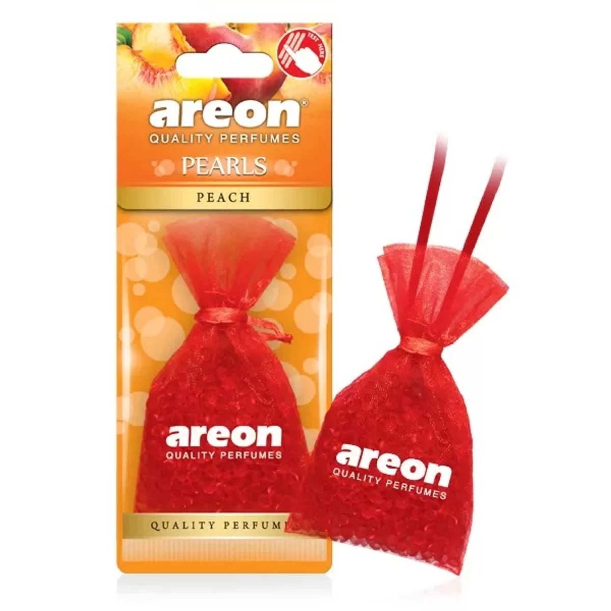 areon Pearls Automobilio Oro Gaiviklis Persikų Kvapo Paketėlyje.