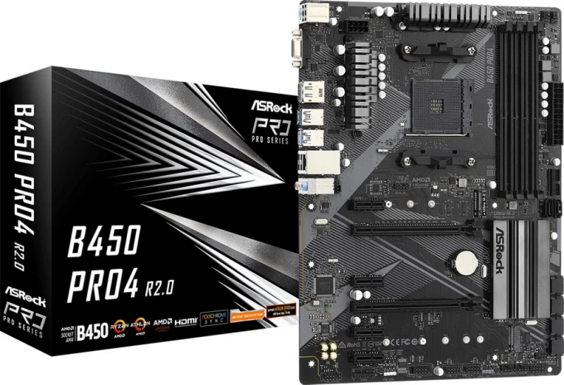 Asrock B450 Pro4 R2.0 Motininė Plokštė (socket Am4 /atx)