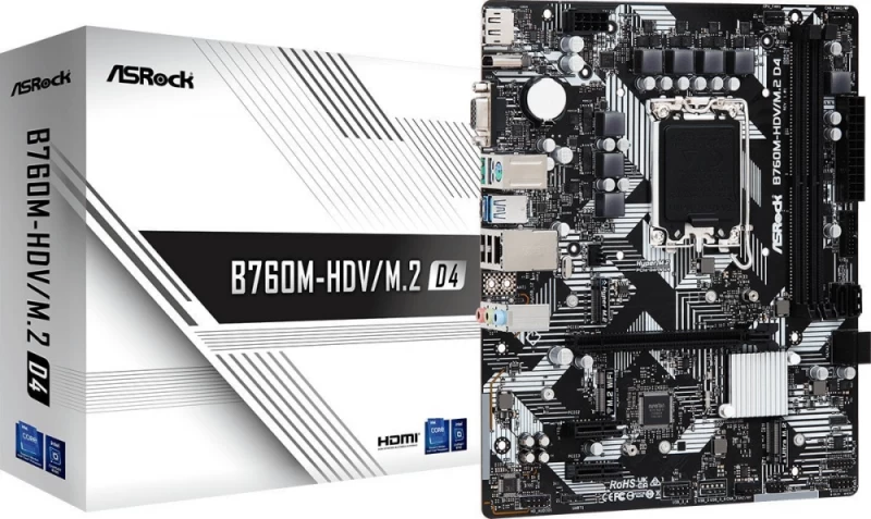 Asrock Pagrindinė Plokštė B760m-hdv/m.2 D4 (socket 1700 / Micro Atx)