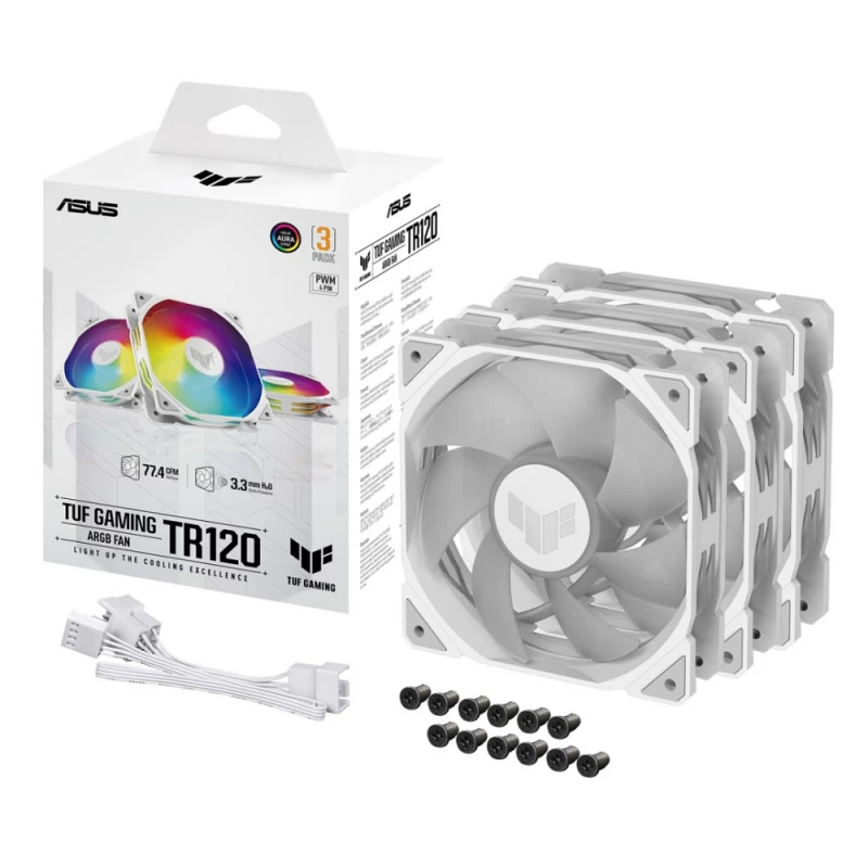 Asus Tuf Gaming Tr120 Argb White 3in1 Korpuso Ventiliatorius 90da0093-b09020
