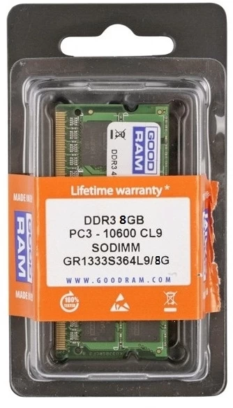 Atmintis Goodram (sodimm/ddr3/8 Gb/1333mhz/9 Clcl/single)