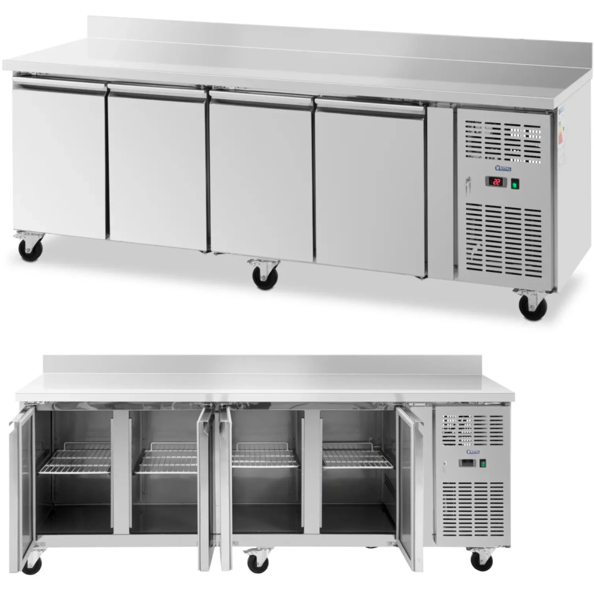 Atšaldytas Maitinimo Stalas Su Ratlankiais Ant Ratukų 4 Skyriai 550 L 223x70x95 Cm