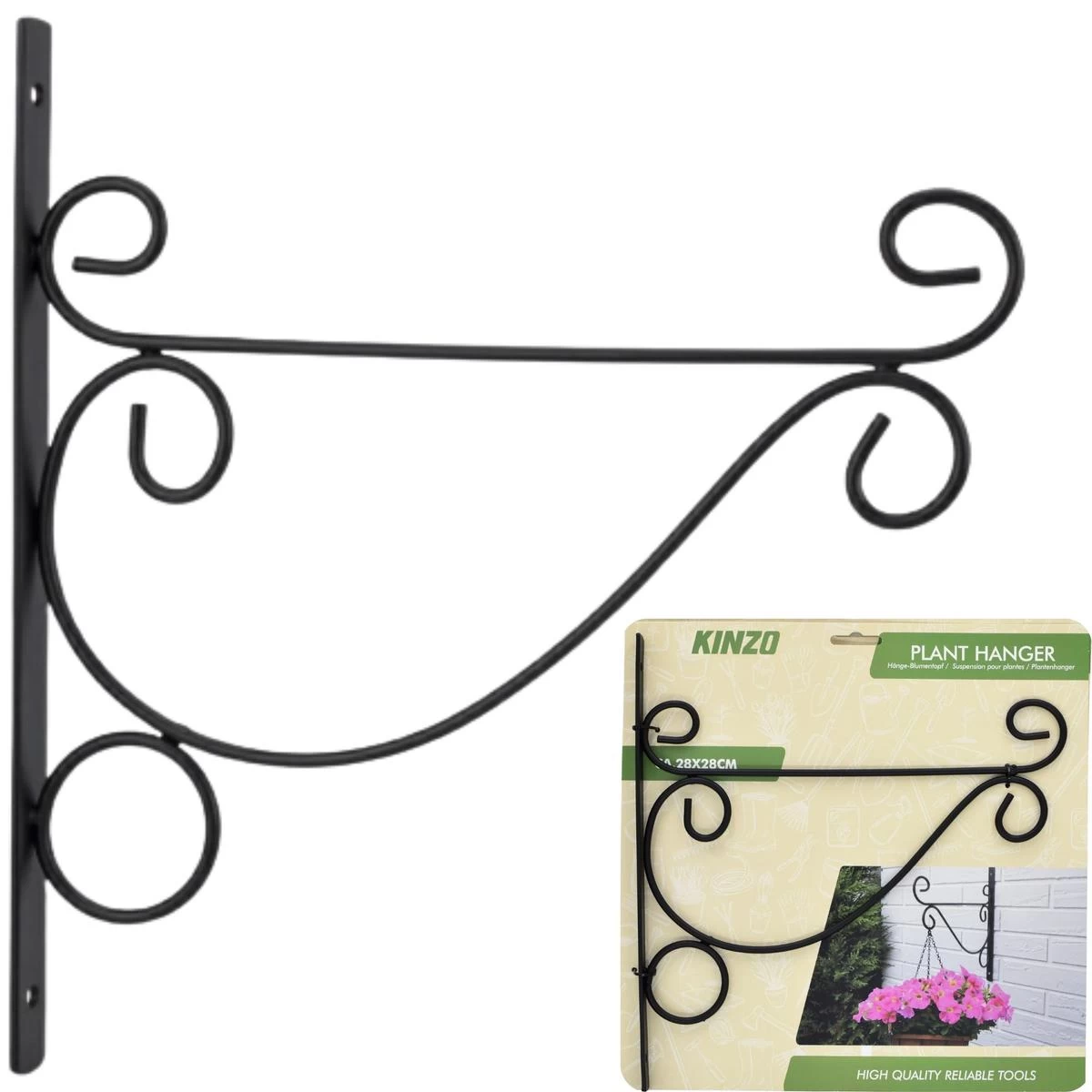 Augalų Pakaba Metalinis Sūkurių Ornamentas Juodas 26x28cm Kinzo