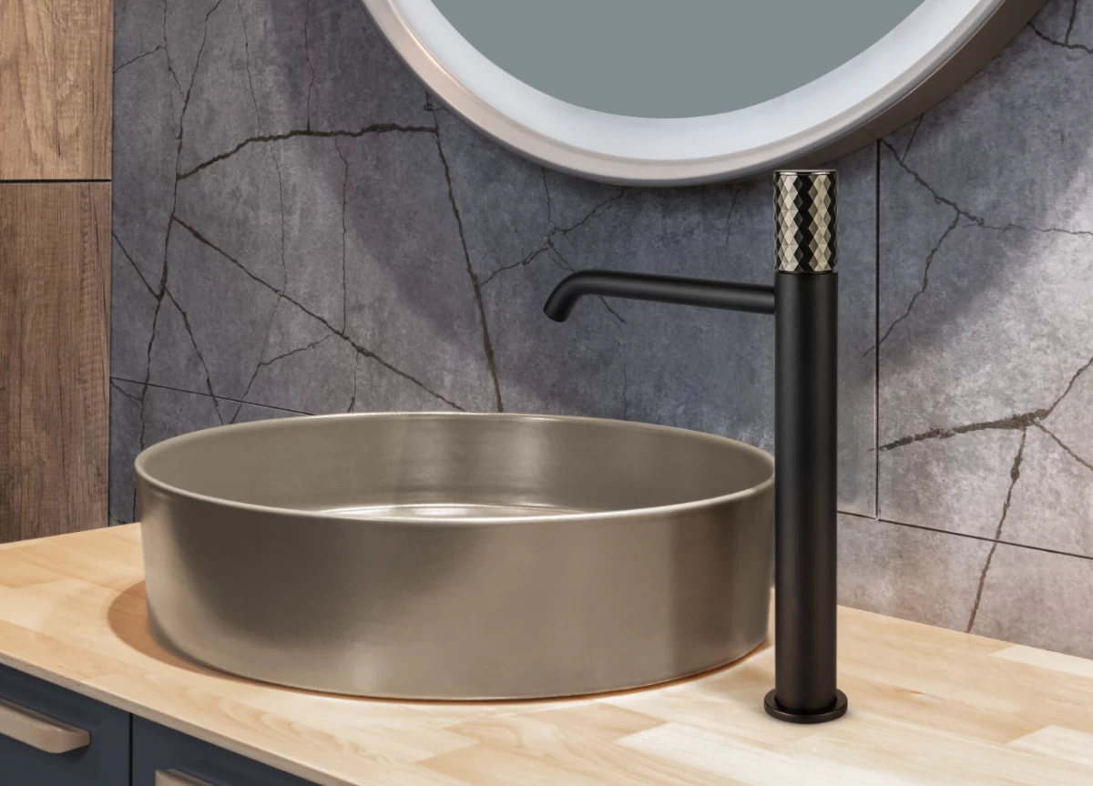 Aukštas maišytuvas praustuvui Fiore Xenon CHARME juodas matinis su Graphite rankenėle, 441NNGR5250