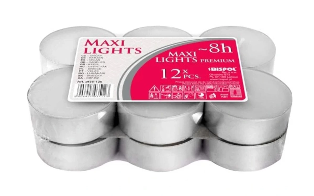 Aura žvakių žibintai Maxi Premium 8h 12 Vnt. Pf35-12s