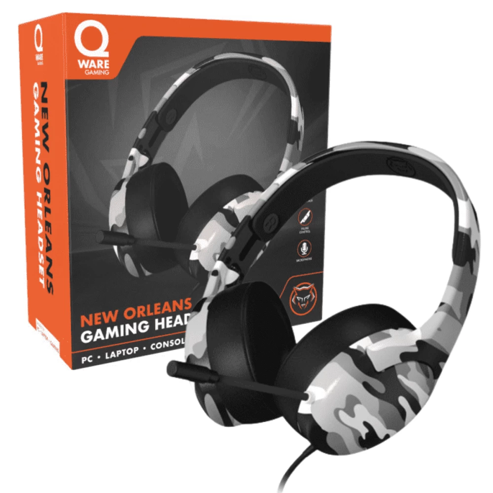 Ausinės Qware Gaming New Orleans Gaming Headset, kamufliažas (Ekspozicinė prekė)