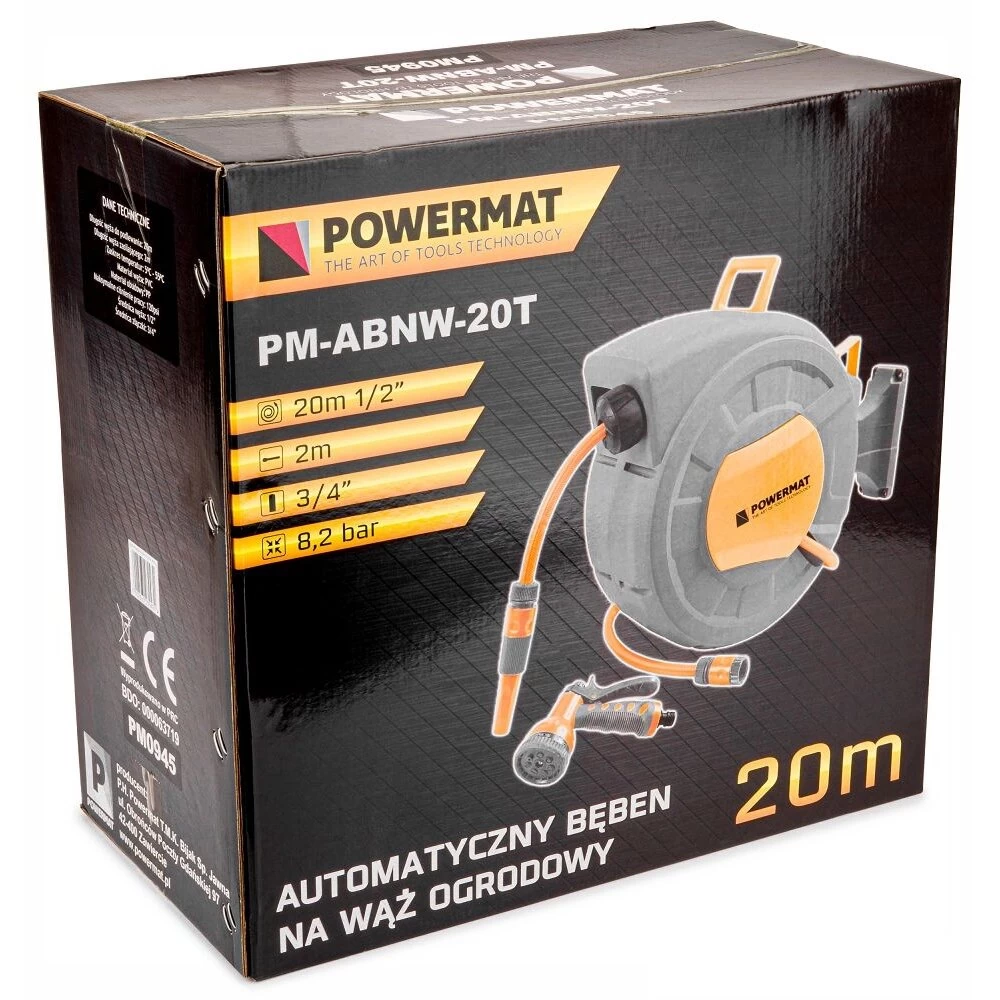 Automatinė sodo žarna su ritė 20m POWERMAT“ Automatinė sodo žarna su ritė 20m POWERMAT“