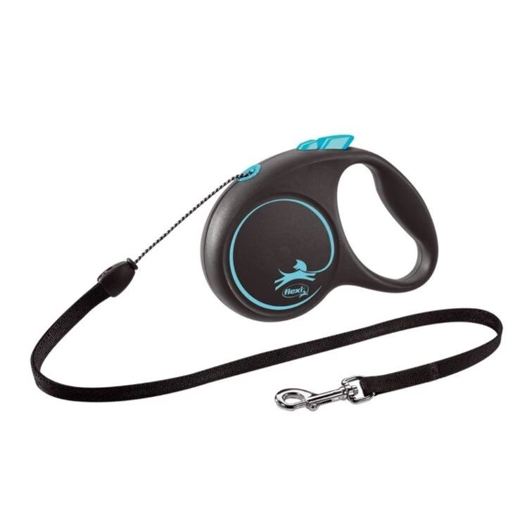 Automatinis pavadėlis Flexi Black Design M virvė 5m 20kg, Mėlyna