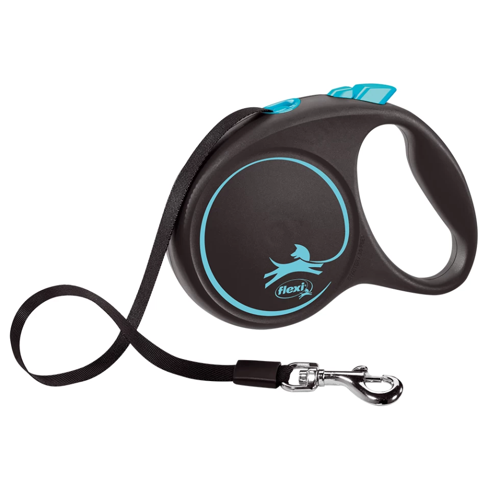 Automatinis pavadėlis Flexi Black Design su juostele 5m 25kg, Mėlyna
